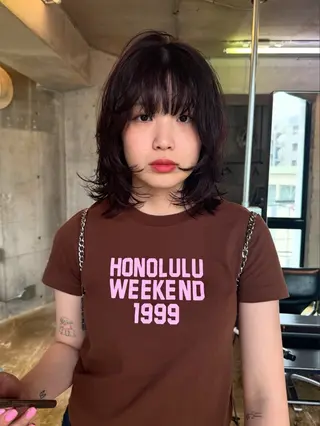 セミロング カラー YOKO/パーマ レイヤーカットのヘアスタイル