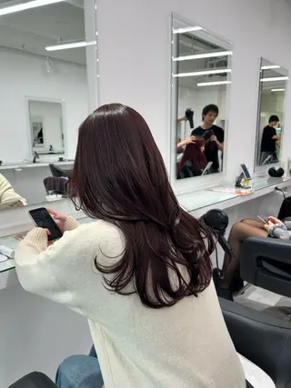 セミロング カラー ヘアアレンジ ブリーチ無し透明感 🕊AZUSAのヘアスタイル