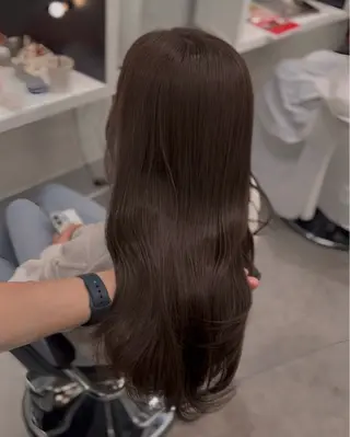 セミロング カラー パーマ ブリーチなし/ ベージュ/akiraのヘアスタイル