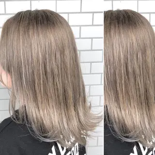 ミディアム カラー JuNブリーチに 縮毛矯正するプロのヘアスタイル