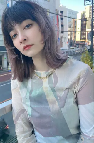 ミディアム レイヤー縮毛矯正 ささきすずね💗のヘアスタイル