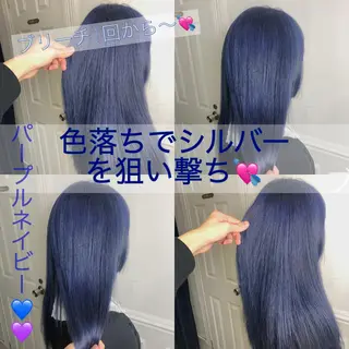 ロング カラー JuNブリーチに 縮毛矯正するプロのヘアスタイル