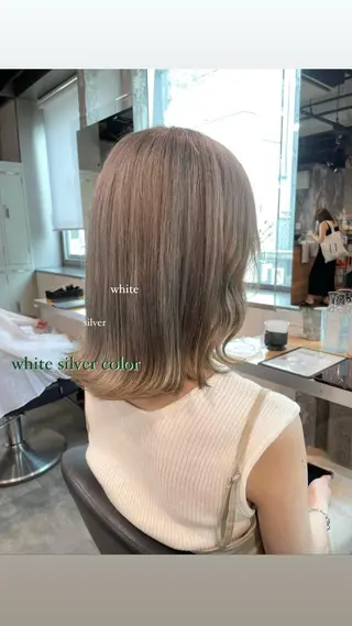 ミディアム カラー パーマ ヘアアレンジ メンズ キッズ ネイル マツエク・マツパ アイブロウ 透明感カラー・レイヤ ー🎀amika🎀のヘアスタイル