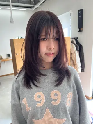 ミディアム カラー miyu /レイヤー/ブリーチのヘアスタイル