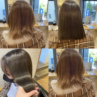 セミロング カラー 艶カラー/韓国顔周り 🎀mamiのヘアスタイル