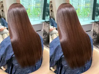 カラー ゆらんちょ/ブリーチ 無w/縮毛矯正/暖色のヘアスタイル