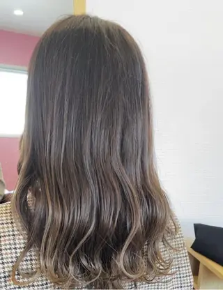 ロング カラー ブリーチなしWカラー /酸性ストレート河本のヘアスタイル