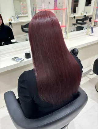 ロング カラー ヘアアレンジ 中韓🇰🇷暖色/ ワインレッド/らいるのヘアスタイル