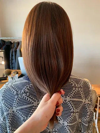 ロング カラー 透明感/オリーブ/ グレージュ/YUKAのヘアスタイル