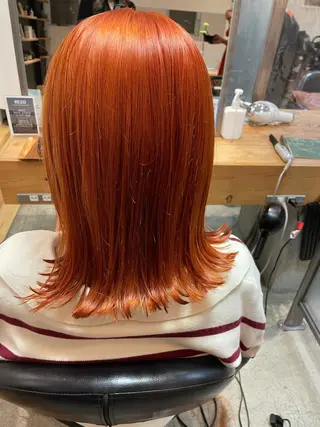 ミディアム カラー パーマ ヘアアレンジ ハイトーンカラー🤍 山下 優華のヘアスタイル