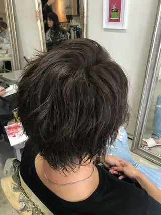 ショート カラー パーマ ヘアアレンジ メンズ 山崎 澪 レイヤーカット/大宮のヘアスタイル