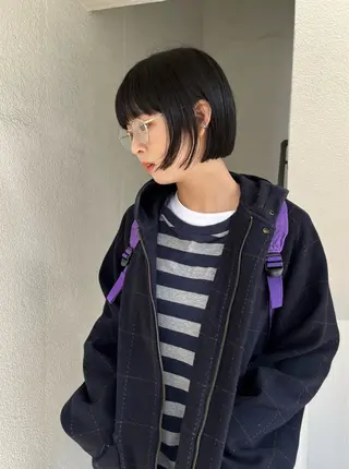 ショート カラー ボブパーマ/パーマ ウルフパーマのヘアスタイル