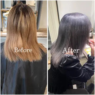 セミロング カラー ムラ修正/ ハイトーン💖Riaのヘアスタイル