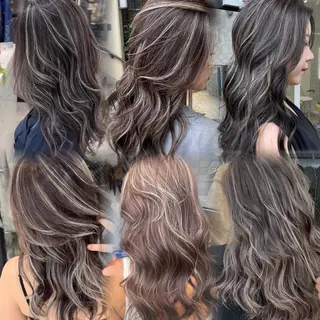 ロング カラー 表参道/ハイライト バレイヤージュのヘアスタイル