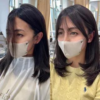 ミディアム レイヤーカット/ 顔まわり/アオイのヘアスタイル