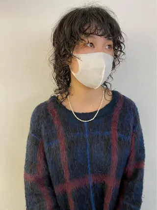 ミディアム パーマ 森貴裕/ベージュ/ パーマ/オリーブのヘアスタイル