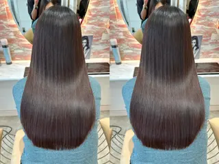 ロング カラー ゆらんちょ/ブリーチ 無w/縮毛矯正/暖色のヘアスタイル