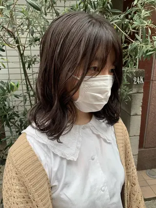 ミディアム カラー ヘアアレンジ 🫧透明感カラー/ ボブ/小笠原汐海🪽のヘアスタイル