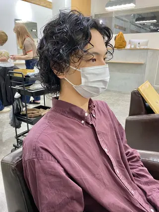 ショート カラー パーマ ヘアアレンジ メンズ キッズ ネイル マツエク・マツパ 森貴裕/ベージュ/ パーマ/オリーブのヘアスタイル