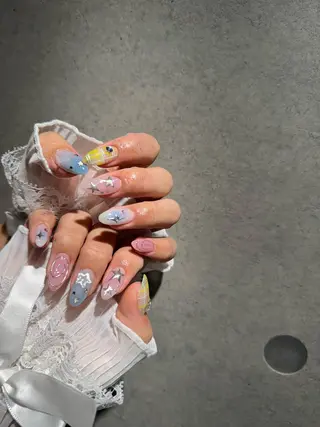 ネイル I-nailロング /ワンホン/キラキラのネイルデザイン