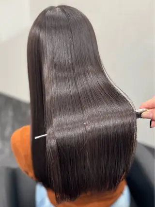 ロング カラー パーマ ブリーチなし Ⅰ 髪質改善カラーのヘアスタイル