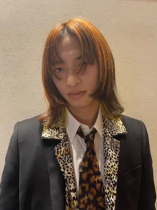 ミディアム カラー メンズ キッズ アトム/ウルフ パーマ/レイヤーのヘアスタイル