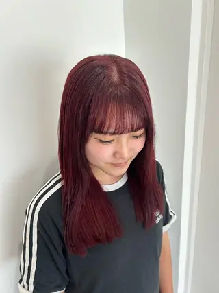 セミロング カラー 愛結 暖色カラー🎀🩰のヘアスタイル