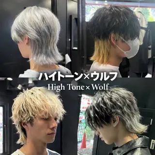 ミディアム カラー メンズ 【フェザーパーマ】 【縮毛矯正】鶴田文のヘアスタイル