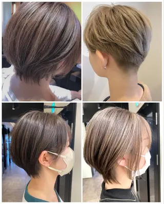 ショート ハイライト/ブリーチ バレイヤージュ関佳祐のヘアスタイル