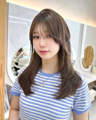 セミロング カラー 顔周り特化/韓国ヘア /レイヤー/吉野幸大のヘアスタイル