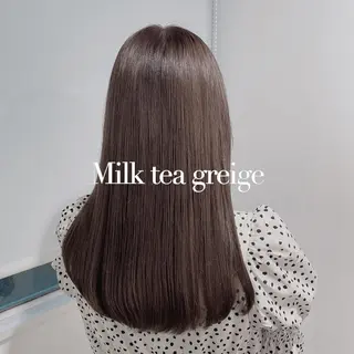 セミロング カラー 韓国レイヤー🕊️ 柔らかベージュ🧸のヘアスタイル