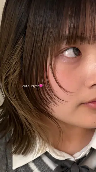 ミディアム ブリーチモデル/ カットモデル/Riaのヘアスタイル