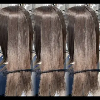 ロング カラー パーマ 表参道/ハイライト 髪質改善ストレートのヘアスタイル