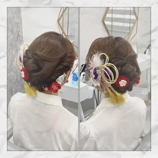 セミロング ヘアアレンジ ヘアセット/着付け 𓇼 松本 夏美𓇼のヘアスタイル