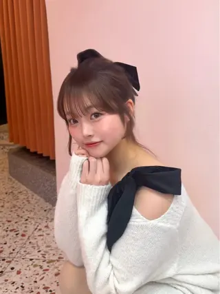 セミロング Ayaka♡｜ ベージュ｜顔まわりのヘアスタイル