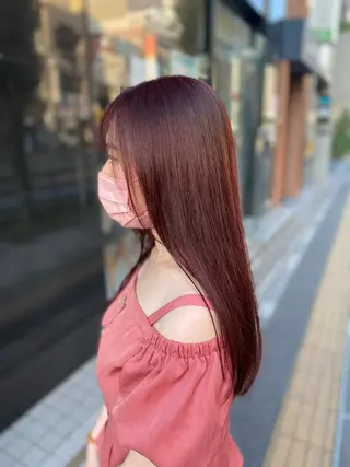 セミロング YASU🍎CUT 赤系カラー/ヘアケアのヘアスタイル