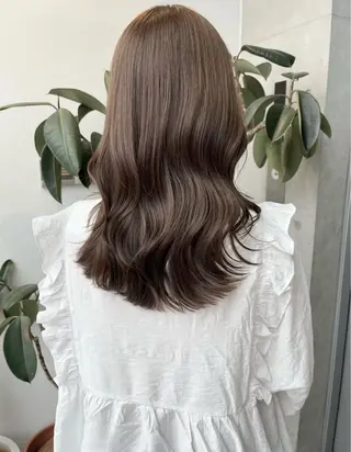 セミロング カラー パーマ ヘアアレンジ 透明感/オリーブ/ グレージュ/YUKAのヘアスタイル