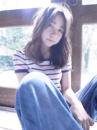 セミロング カラー 北條 優輝のヘアスタイル