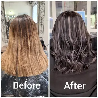 ミディアム カラー cherie所属・バレイヤージュ/ ハイライト/大内格のヘアスタイル