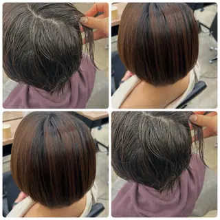 ショート パーマ 暖色/ダブルカラー/ オレンジ/まどか🍊のヘアスタイル