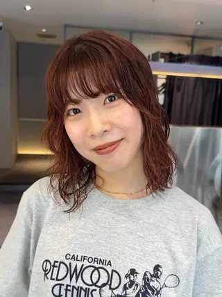 ミディアム カラー パーマ Qin shaire salon 原宿所属・🌿パーマ/ボブ/ レイヤー/Mikiのヘアスタイル