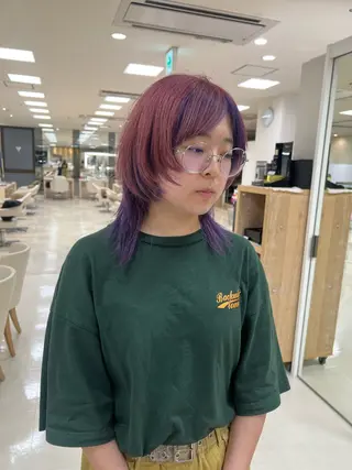 セミロング ハイトーン/ウルフ /レイヤー/坂野幸伸のヘアスタイル