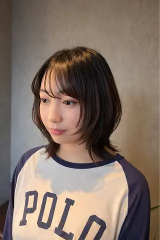 ミディアム 髪質改善×韓国風/小 顔レイヤー/早瀬櫻子のマツエク・マツパデザイン