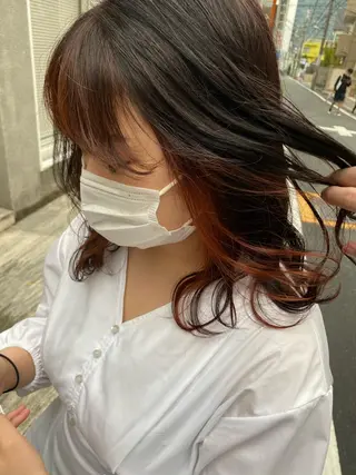 ミディアム カラー 赤み消し韓国ヘア レイヤー縮毛🤍渡邉のヘアスタイル