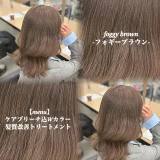 セミロング カラー NAMI🤎ブラウン &ミルクティー🤍のヘアスタイル