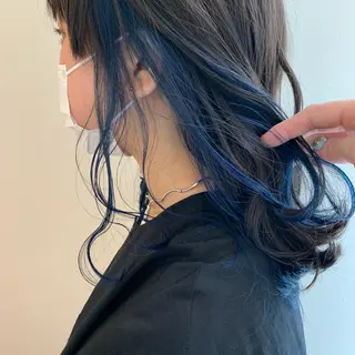 セミロング カラー ハイトーン/ウルフ /レイヤー/坂野幸伸のヘアスタイル