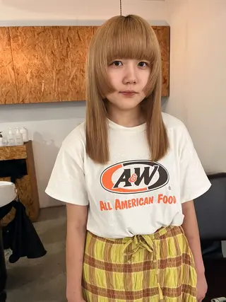 ミディアム 暖色/パーマ 🌼クニトウメイのヘアスタイル