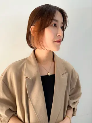 ショート カラー ヘアアレンジ 切りっぱなしボブ/ デザインカラー店長のヘアスタイル