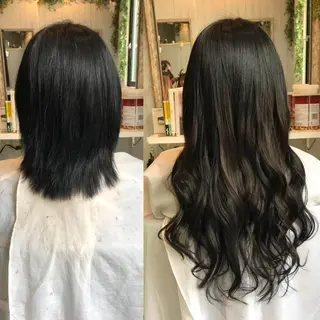 ロング ヘアアレンジ カラー チビ編み込みエクステ シールEXどぅ〜すのヘアスタイル