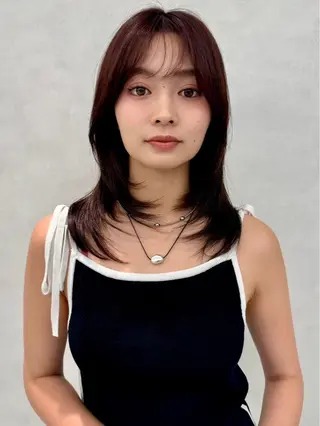 セミロング カラー 韓国ヘア🇰🇷透明 感カラー/yui💞のヘアスタイル